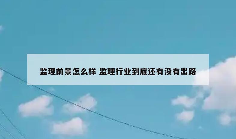 监理前景怎么样 监理行业到底还有没有出路