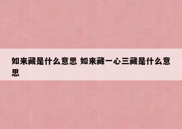 如来藏是什么意思 如来藏一心三藏是什么意思