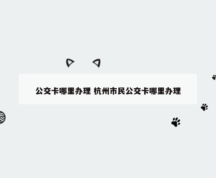 公交卡哪里办理 杭州市民公交卡哪里办理
