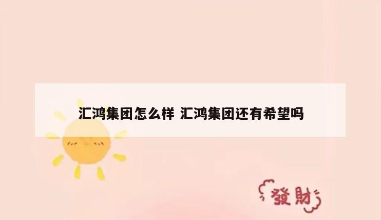 汇鸿集团怎么样 汇鸿集团还有希望吗