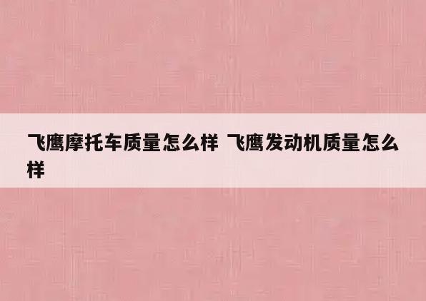 飞鹰摩托车质量怎么样 飞鹰发动机质量怎么样