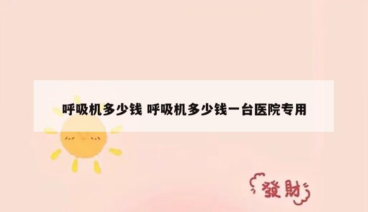 呼吸机多少钱 呼吸机多少钱一台医院专用